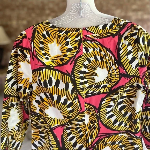 J. Crew Ratti Electric Kiwi Dress Yellow Pink Shift Mini 0 - Picture 12 of 17